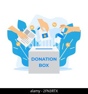 Recycle Trash Donation concept illustration, perfect for banner, mobile app, landing page website vector Stock Vector