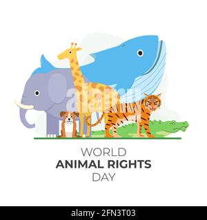 World Animal Rights Day Vector Illustration Banner Stock Vector