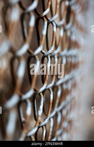 closeup of rusted chain link fence (Urban decay series) Stock Photo