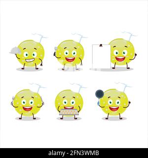 Cartoon character of jelly sweets candy green with various chef emoticons. Vector illustration Stock Vector
