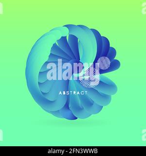 Sphere. 3D Abstract wavy illustration with dynamic effect. Stock Vector