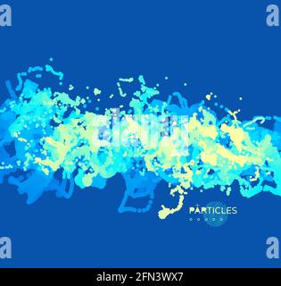 Array with dynamic emitted particles. Water splash imitation. Abstract background. Vector illustration. Stock Vector