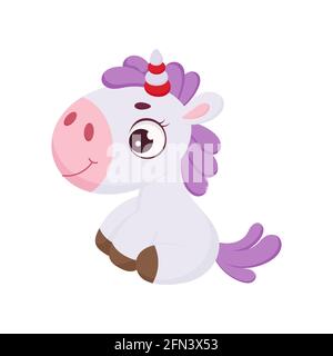 Sitting Unicorn Cartoon Colored Clipart Stock Vector Image & Art - Alamy