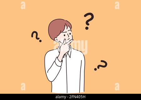 Feeling doubt, question, making decision concept Stock Vector