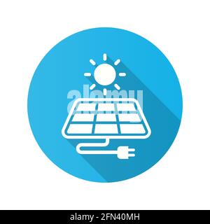 Solar energy icon. Simple illustration with long shadow isolated for graphic and web design. Stock Vector