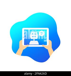 robot, chatbot on screen, vector Stock Vector