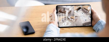 Surveillance Video Camera View Using Security System Stock Photo