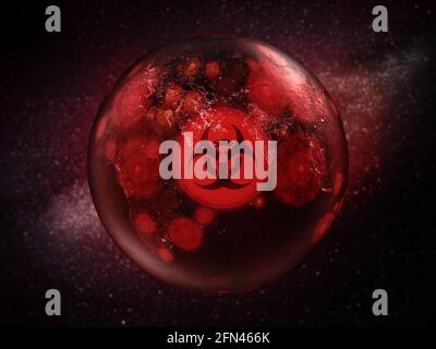 Pandemia map featuring red population zones. 3D illustration. Stock Photo