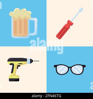 four fathers day celebration icons Stock Vector Image & Art - Alamy