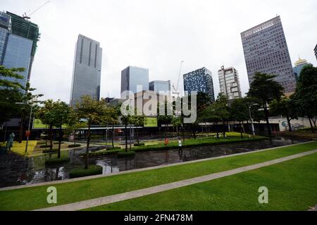 Bonifacio high street and central square in the Global city in Metro Manila, The Philippines. Stock Photo