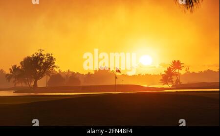 Golf course in the tropical island Stock Photo