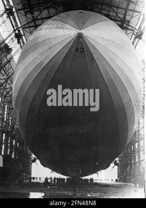 transport / transportation, aviation, airship, zeppelin in a hangar, 1934, EDITORIAL-USE-ONLY Stock Photo
