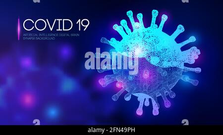 Covid-19 3D rendering of virus. Vector illustration of coronavirus outbreak, Influenza background of viral epidemic disease 2019-ncov. Stock Vector