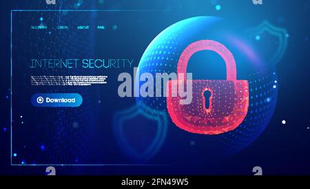 Low poly lock data security concept. Cyber security computer network. Cyber crime vector illustration. digital lock vector illustration EPS 10. Stock Vector