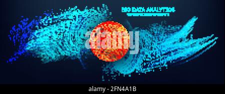 Big data analytics abstract vector background. 3d vector sphere data stream in abstract style. Abstract technology background wave flow. Data science Stock Vector