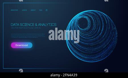 Data science and analytics. Technology background blue. Data security 3d vector background. EPS 10. Stock Vector