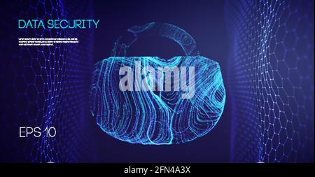 Data Security Binary Lock. Alarm locks server data. Asian it support vector illustration. Encryption code computer firewall concept. Stock Vector