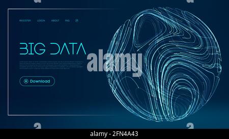 Network futuristic background. Global Big Data Cloud. Abstract digital technology background. Sphere lines vector illustration. Stock Vector