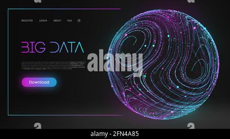 Colorful data. Blue futuristic background. Abstract sphere energy field. Blue sphere shield on dark background EPS 10. Stock Vector