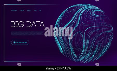 Abstract sphere energy field. Blue sphere shield on blue background. Data protect digital illustration. Technology barrier blue background. Wave flow Stock Vector