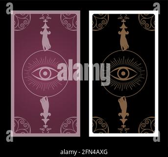 Tarot card or playing card back with vintage ornamental patterns victorian style Stock Vector