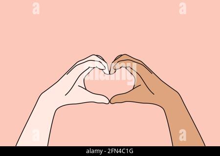 Multi ethnic and multicultural love concept Stock Vector