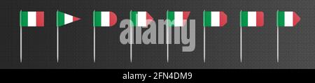 Italian toothpick flags isolated on a dark transparent background. Decoration for Festa della Repubblica Italiana. Stock Vector
