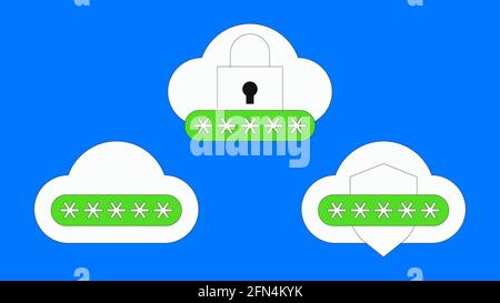 Cloud password security illustrations Stock Vector