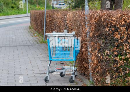 AH Supermarket Trolley Thrown Away At Amsterdam The Netherlands 2-5-2021 Stock Photo