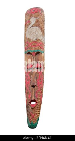 An Ethnic Decorated and Carved Tribal Wooden Mask. Stock Photo