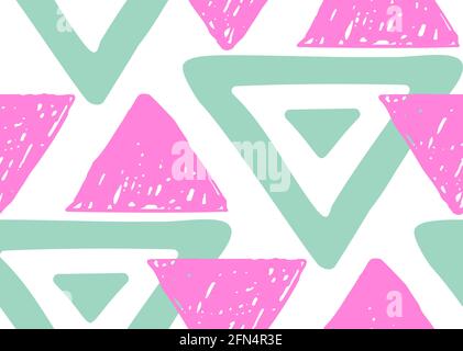 Triangle hand made seamless pattern. Vector illustration Stock Vector