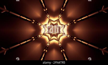 4K UHD 3D illustration of star shaped golden ornament Stock Photo