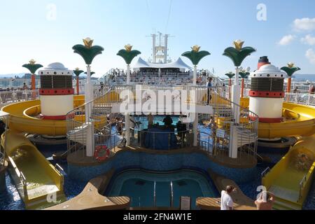 Norweign Cruise Ship the Norweign Star. Views from the deck of the cruise liner. Stock Photo