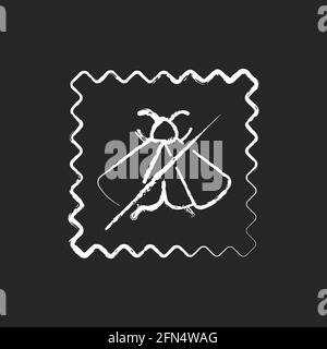 Moth repellent fabric feature chalk white icon on black background Stock Vector