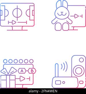 Broadcast services gradient linear vector icons set Stock Vector