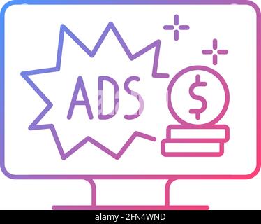 Ad-supported subscription plan gradient linear vector icon Stock Vector