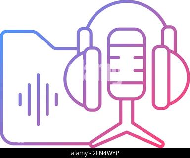 Podcasts library gradient linear vector icon Stock Vector