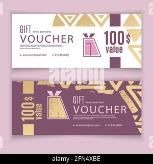 Voucher gift template. Triangle hand made seamless pattern. Vector illustration Stock Vector