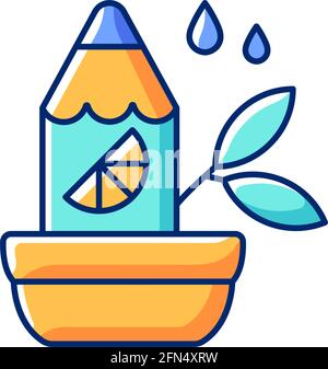 Branded growing pencil RGB color icon Stock Vector