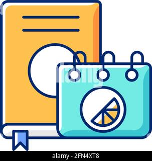 Branded diary and notebook RGB color icon Stock Vector