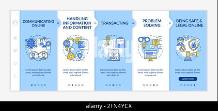 Learning digital skills onboarding vector template Stock Vector