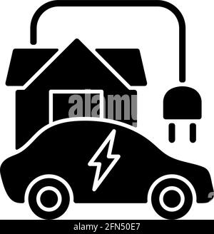 Home EV charging point black glyph icon Stock Vector