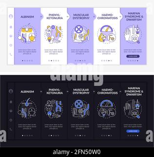 Various genetic disorders onboarding vector template Stock Vector