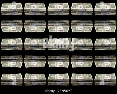USA American one dollar bill bank notes cut out and isolated on a black background Stock Photo