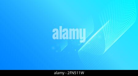 Modern dotted wave, business, science, technology, big data background. Curved dots structure. Wave flow. Molecule and communication vector Stock Vector