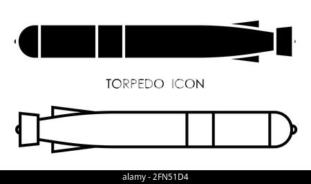 torpedo for submarine. Weapons of war at sea and in ocean. Vector Stock Vector