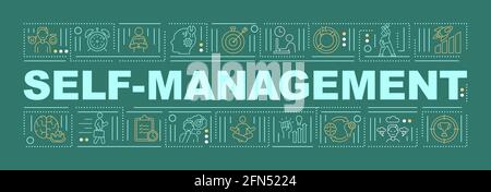 Self management strategies word concepts banner Stock Vector