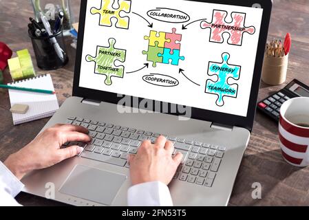 Partnership concept shown on a laptop screen Stock Photo