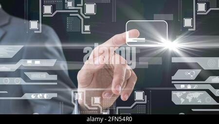 Composition of digital icons over caucasian man Stock Photo