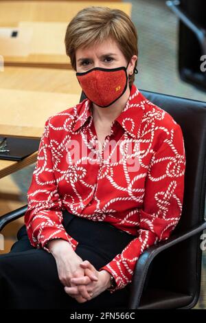 First Minister of Scotland and SNP leader Nicola Sturgeon before the election of the new Deputy Presiding Officer at the Scottish Parliament in Edinburgh. Picture date: Friday May 14, 2021. Stock Photo